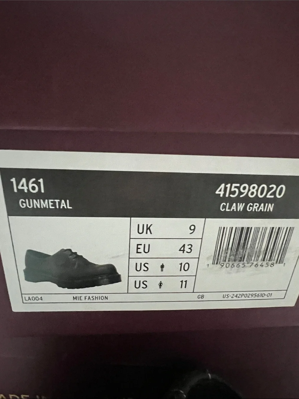 Dr. Martens 1461 Gunmetal  Leather Lace-Up Oxfords with Yellow Stitching